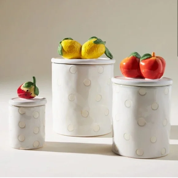 Anthropologie BRAND NEW, Anthropologie-Fruta Canister-Jar hand glazed st… - Picture 3 of 3